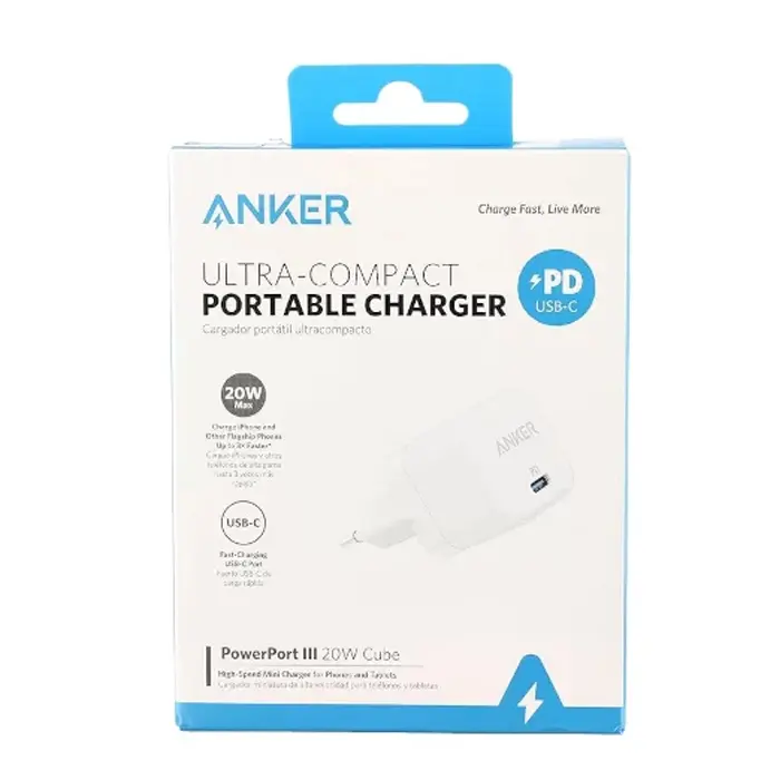 Picture of Anker Powerport III 20W Cube USB-C Charger PD Adapter - White