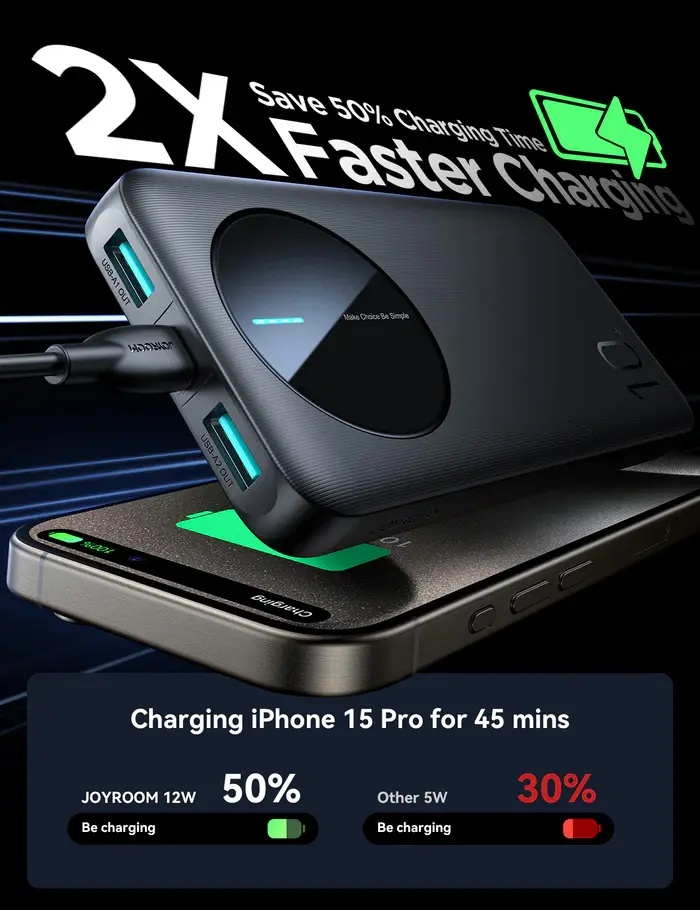 Picture of JOYROOM JR-PBF12 LED Monitor 2.4A 10000mAh Power Bank - Black - Black