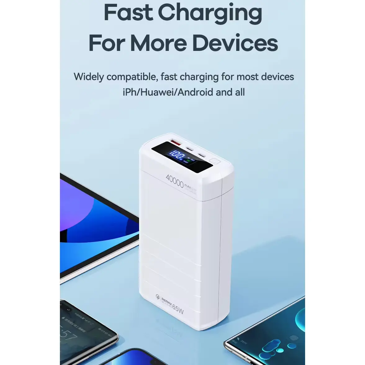 Picture of REMAX RPP-310 Dinba Series 65W PD+QC Fast Charging 40000mAh Power Bank - White