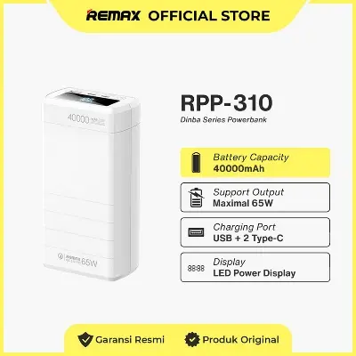 Picture of REMAX RPP-310 Dinba Series 65W PD+QC Fast Charging 40000mAh Power Bank - White