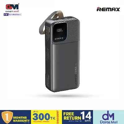 Picture of Remax RPP-659 2.4A Fast Charging Type-C Portable Charging 30000mAh 2USB High Capacity Power Bank With Dual Cable - Black