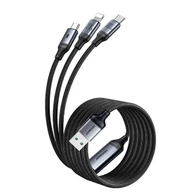 Picture of Joyroom S-A21 Speedy Series 100W 3-in-1 Fast Charging Cable (USB-A to Lightning+Type-C+Micro) 1.2m-Black