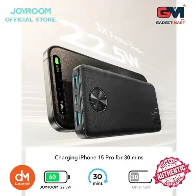 Picture of JOYROOM JR-PBF15 22.5W 10000mAh LED Fast Charging Power Bank with Cable - Black - Black