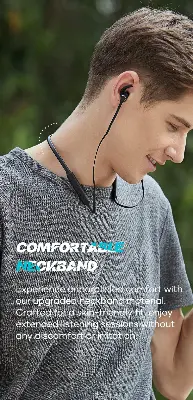 Picture of Wavefun Flex Pro 2024 Quick Charging Neckband Bluetooth Headphones V5.3 Earbuds Type C Music and Gaming Dual Mode TWS Group Mode Wireless Headphones Stereo Headset for Phone Xiaomi iPhone Android - Black