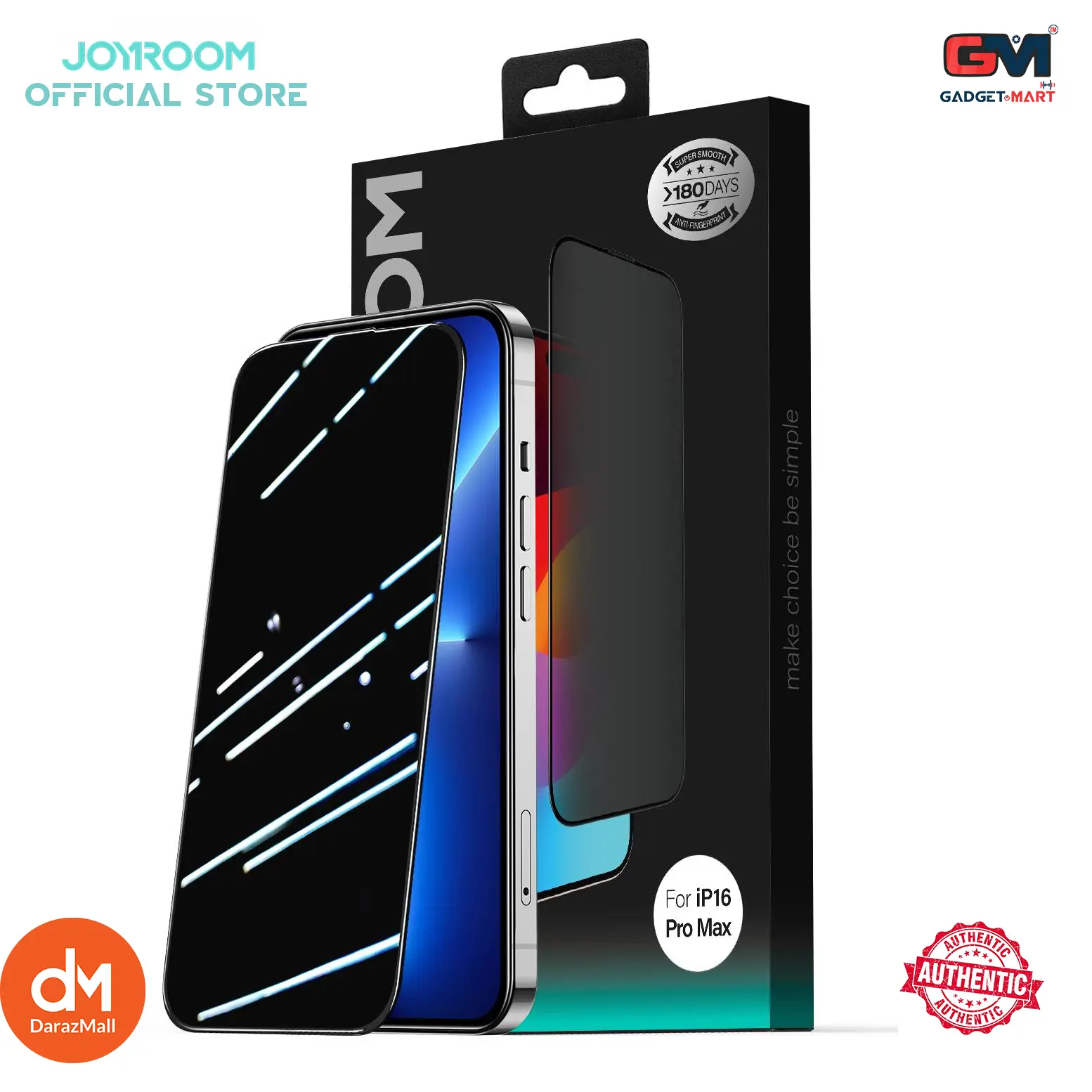 Picture of Joyroom JR-MLG0280 2.5D Full Screen Privacy+Dustproof with Black Edge Tempered Glass Screen Protector for iPhone 15 & iPhone 16