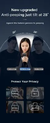 Picture of Joyroom JR-MLG0280 2.5D Full Screen Privacy+Dustproof with Black Edge Tempered Glass Screen Protector for iPhone 15 & iPhone 16