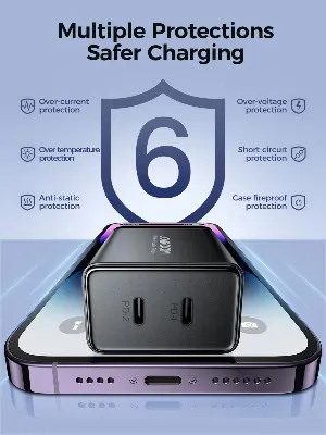 Picture of Joyroom JR-TCF09 40W 2C Fast Charger EU Plug-Black - Black