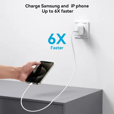 Picture of Joyroom JR-TCF24 PD 30W Charger With Type-C to Type-C Cable 1m - White - White