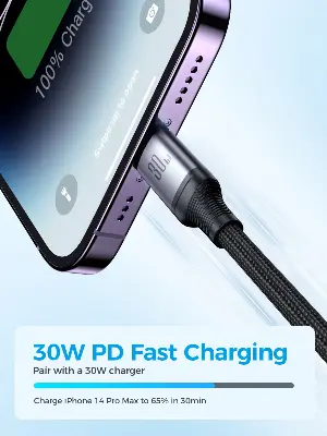 Picture of Joyroom S-A21 Speedy Series 30W 3-in-1 Fast Charging Cable (Type-C To Lightining + Type-C + Micro) 1.2m-Black - Black