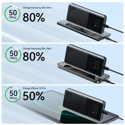 Picture of Joyroom JR-PBF20 Digital Display 25W Fast Charge Mobile Powerbank 10000mAh - Black - Black