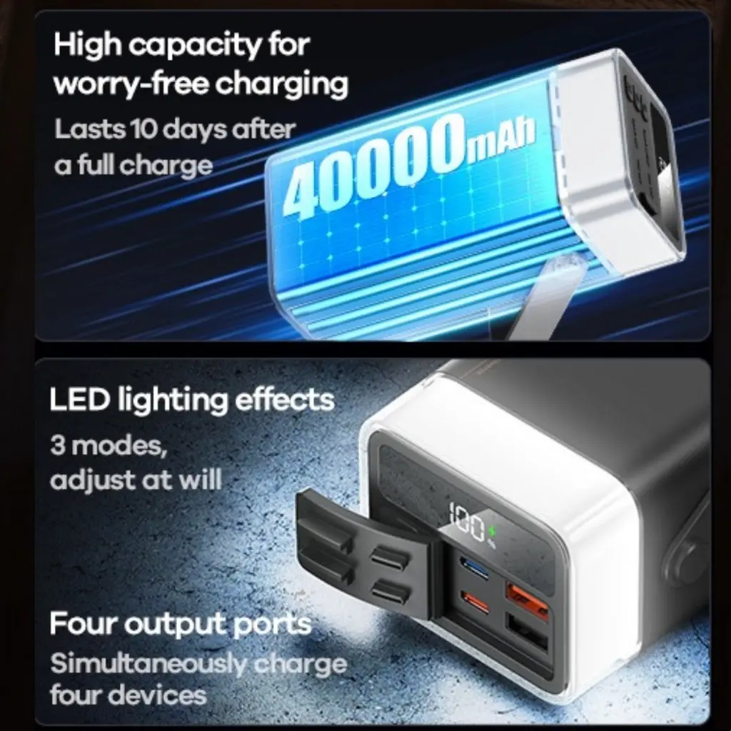 Picture of Remax RPP-596 Fluorite Series 40000mAh 20W+22.5W PD+QC Outdoor Colorful LED Fast Charging Power Bank - Grey