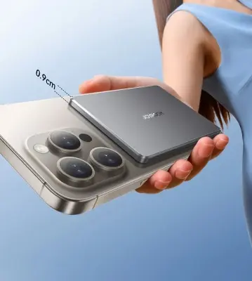 Picture of Joyroom PBM08 Pro Ultra-Slim 10000mAh Magnetic Wireless Power Bank with 20W Charging Dual Port with Type-C & Lightning Plug - Compact and Durable - Black