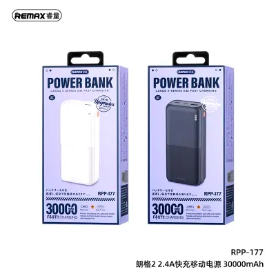 Picture of Remax RPP-177 2.4A fast charging power bank 30000mAh LED light High Capacity Power banks - Black