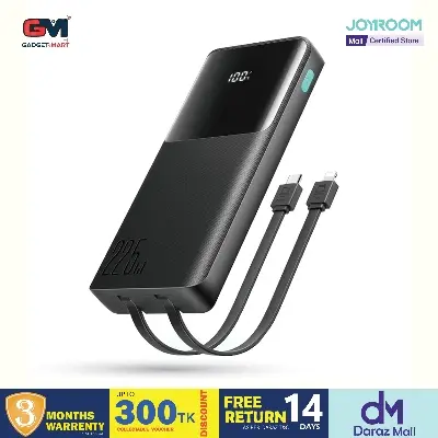 Picture of Joyroom 22.5W Digital Display with Dual Cable Powerbank 10000mAh - Black - Black