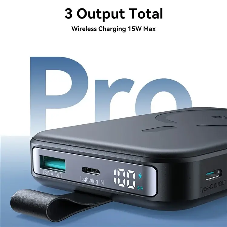 Picture of JOYROOM JR-PBM11 Qi2 Technologys 10000mAh 22.5W Magnetic Power Bank Kickstand Wireless Charger - Black