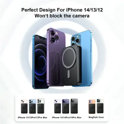 Picture of JOYROOM JR-W050 20W PD3.0 Fast Charging Power Bank 10000mAh Magnetic Wireless Charger External Battery Pack with Ring Holder Kickstand-  Black - Black