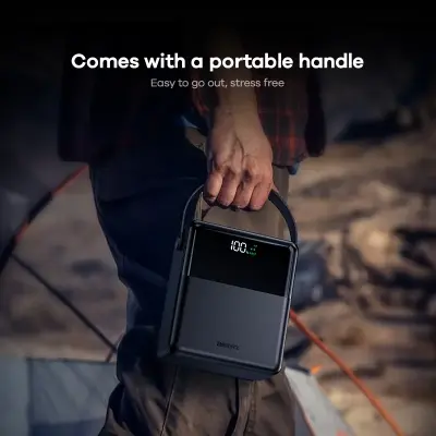 Picture of Remax FP-1 Portable 27W/22.5W Fast Charging Power Bank 100000mAh (1 Lakh mAh) with LED Light - LED Lamp, 100% Original, 90-Day Warranty, Free Return - Black