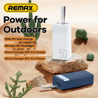 Picture of Remax RPP-321 PD20W+QC22.5W Fast Charging Portable 50000mAh Digital LED Power Bank- Black - Black