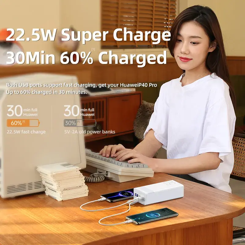 Picture of Remax RPP-321 PD20W+QC22.5W Fast Charging Portable 50000mAh Digital LED Power Bank- Black - Black