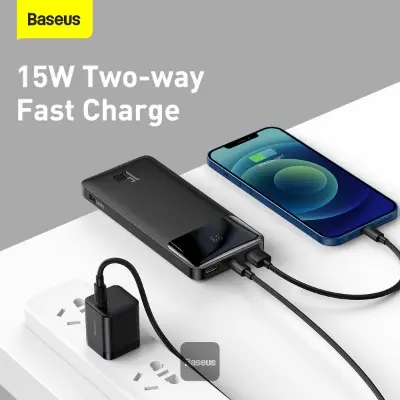 Picture of Baseus Bipow 15W Fast Charging Digital Display 10000mAh Power bank - Black - Black