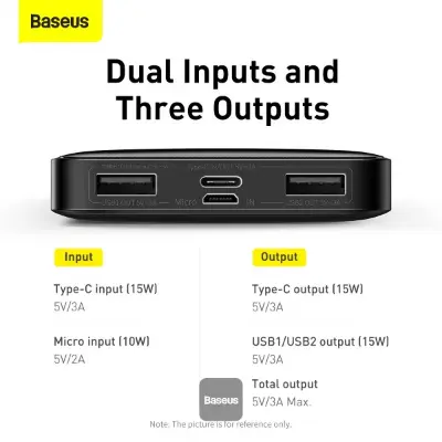Picture of Baseus Bipow 15W Fast Charging Digital Display 10000mAh Power bank - Black - Black