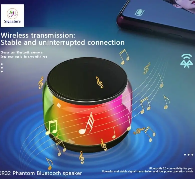Picture of Signature STI-DR32 Transparent RGB Wireless Speaker - Black