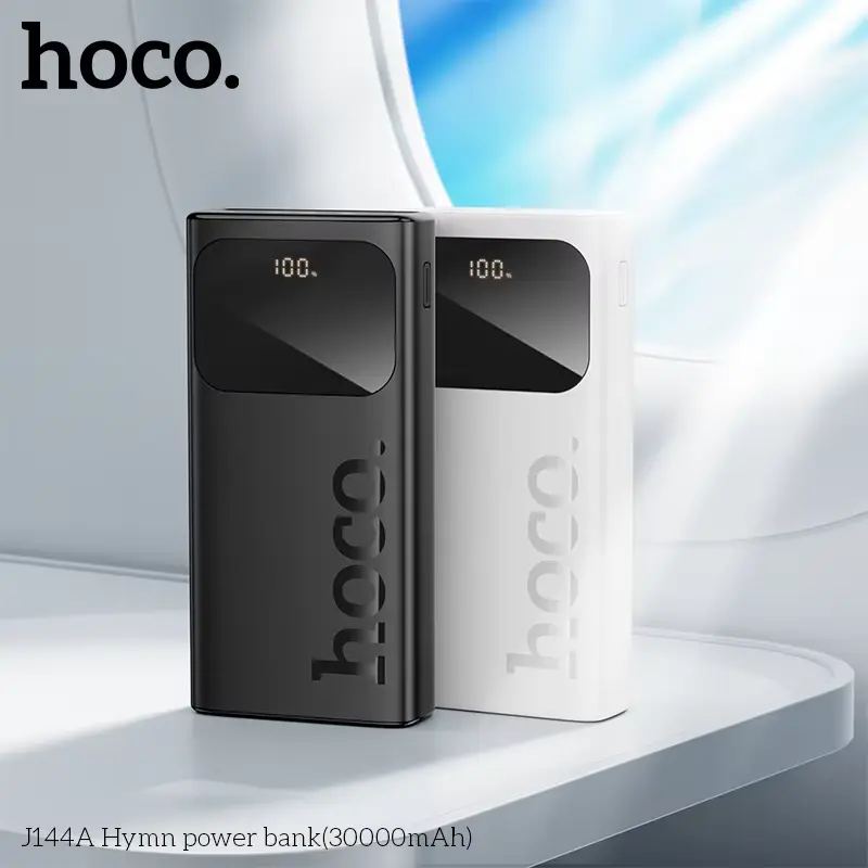 Picture of Original HOCO J144A 15W Fast Charging Travel Charger 30000mAh Powerbank with LED Digital Display - Black