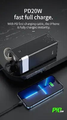 Picture of HOCO J86A 50000mAh Portable Cell Phone Battery 22.5W Fast Charging Power Bank - Black