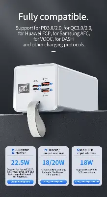 Picture of HOCO J86A 50000mAh Portable Cell Phone Battery 22.5W Fast Charging Power Bank - Black