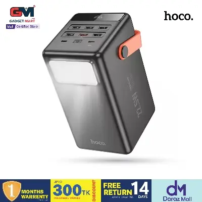 Picture of HOCO J142 100000mAh (1 Lac mAh) PD20W Fast Charge Power Bank with USB-C, Type-C, Dual USB Outputs Portable Charging Station With 14 Days Free Return & 3 Months Warranty - Black