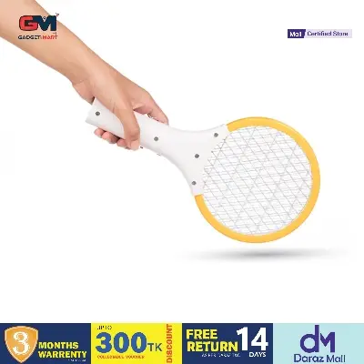 Picture of USB Car Mini Electric Mosquito Swatter Summer Mosquito Insect Racket Killer Rechargeable Handheld Bug Zapper For Bedroom & Outdoor With Powerfull LED Light - Random