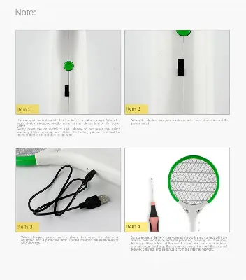 Picture of USB Car Mini Electric Mosquito Swatter Summer Mosquito Insect Racket Killer Rechargeable Handheld Bug Zapper For Bedroom & Outdoor With Powerfull LED Light - Random