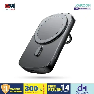 Picture of Joyroom JR-W030 20W 6000mAh Magnetic Wireless Slim Power Bank with Ring Holder- Black - Black