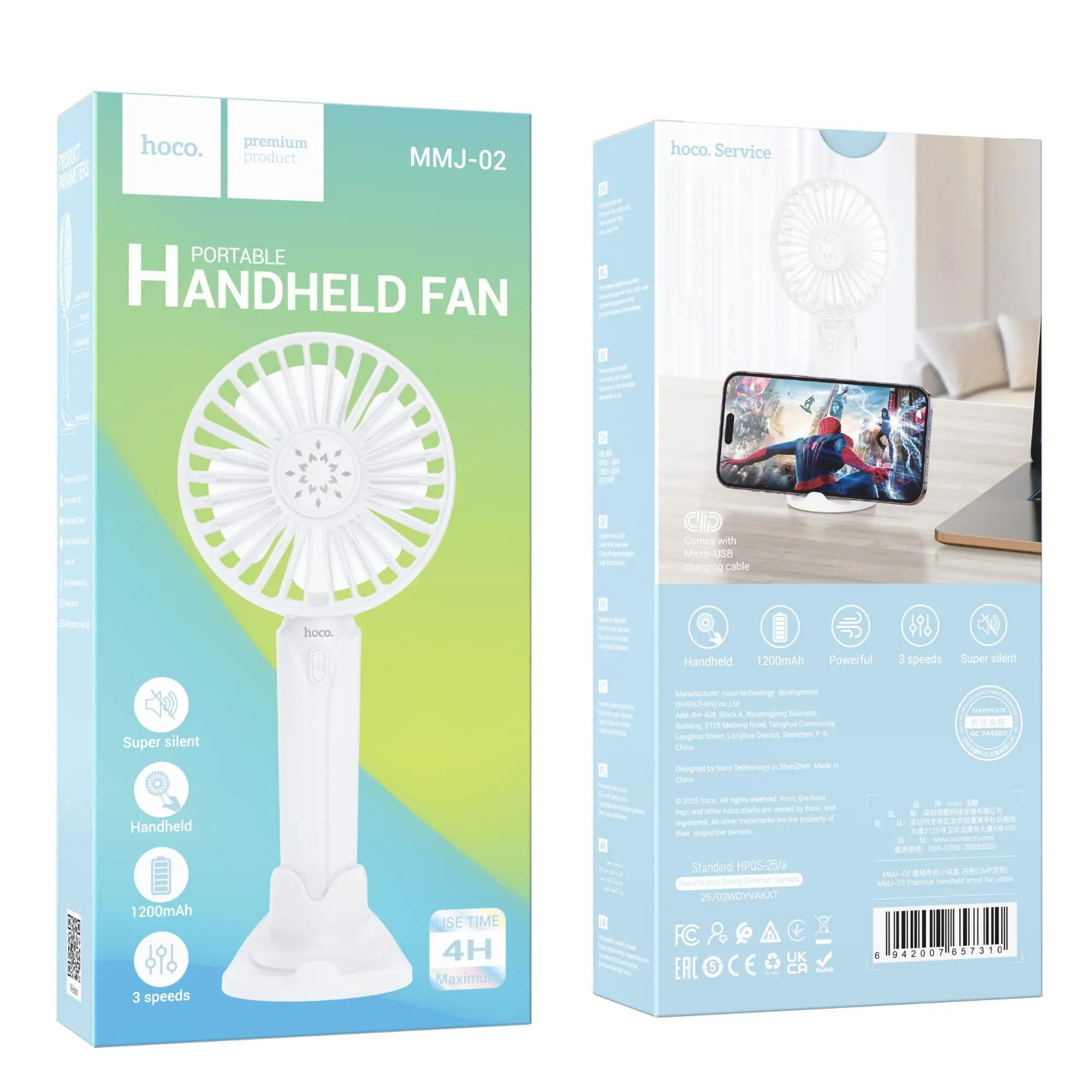Picture of Hoco Portable Hand Carry Mini Handheld Fan - White - White