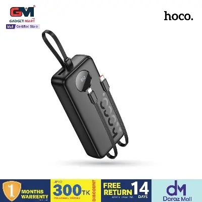 Picture of HOCO J132A 22.5W+PD20W Portable High Capacity Fast Charging  20000mAh Power Bank With 3 Cables - Black - Black