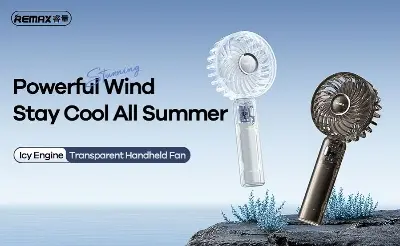 Picture of REMAX RS-SF01 Transparent Rechargable Handheld Fan - Clear - Transparent