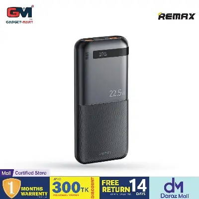 Picture of REMAX RPP-72 Piloteer Series 20000mAh PD+QC Fast Charging Power Bank(PD 20W+QC 22.5W) - Black - Black