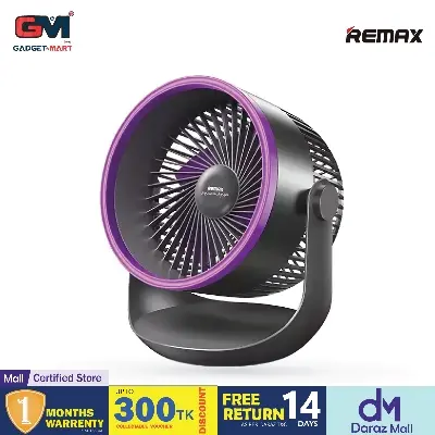 Picture of Remax Fonzyr Series F27 Circulation 1200mAh Rechargable Desktop Fan Portable 360 Rotation Base Desktop/wall-mounted/hook Fan - Gray-Purple