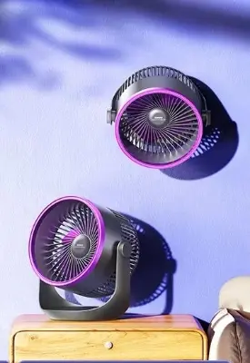 Picture of Remax Fonzyr Series F27 Circulation 1200mAh Rechargable Desktop Fan Portable 360 Rotation Base Desktop/wall-mounted/hook Fan - Gray-Purple