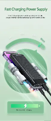 Picture of Awei P37K 2.1A Fast Charging Portable 10000mAh Power Bank - Black - Black