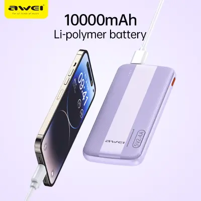 Picture of Awei P20K 2.4A Fast Charging Slim Looking 10000mAh PowerBank With Dual Output - Black - Black