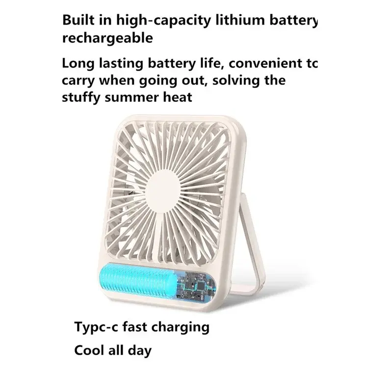 Picture of Remax RS-ZF03 Ultra Slim Rechargable Desktop Fan - White - White