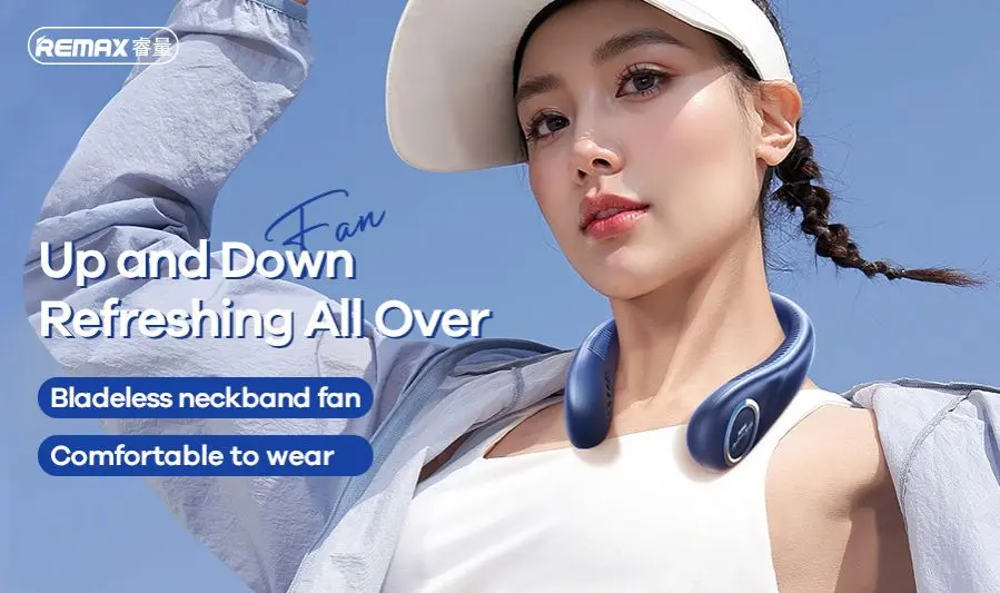 Picture of Remax F23 Bladeless Rechargeable Neck Fan - Blue