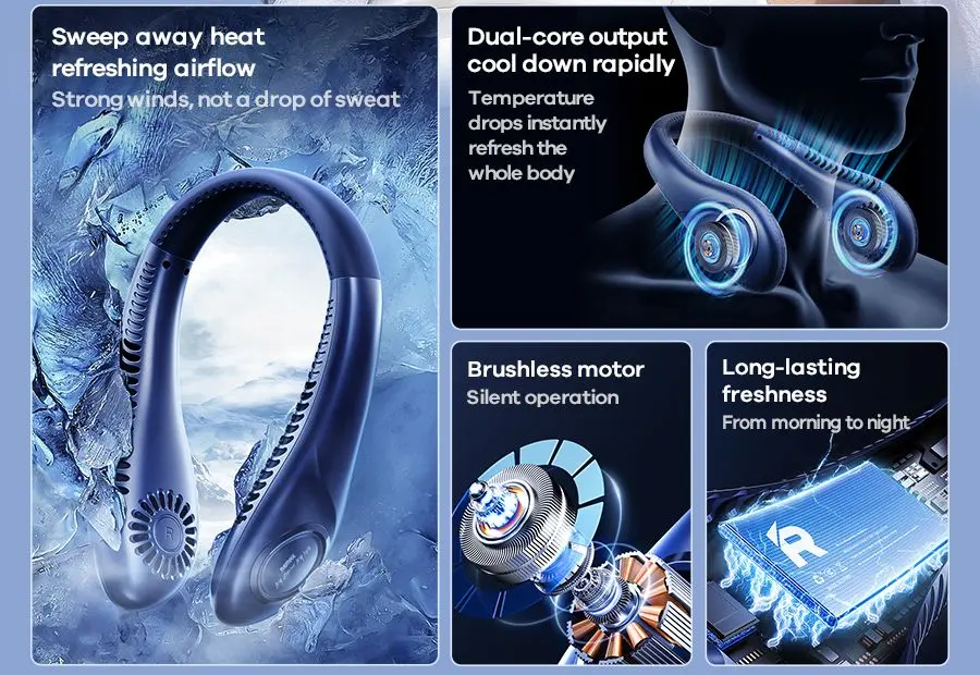 Picture of Remax F23 Bladeless Rechargeable Neck Fan - Blue