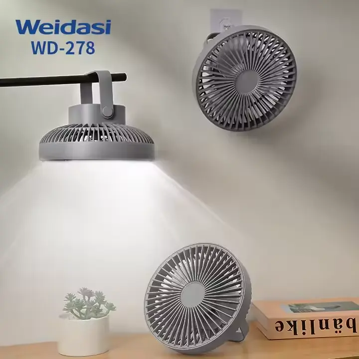 Picture of Weidasi WD-278 Portable 3 Speed Table Fan Powerful Air Cooler Stand Ceiling Camping Fan Desktop Fan - Grey
