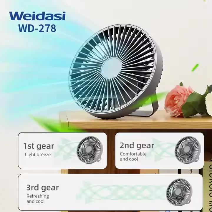 Picture of Weidasi WD-278 Portable 3 Speed Table Fan Powerful Air Cooler Stand Ceiling Camping Fan Desktop Fan - Grey