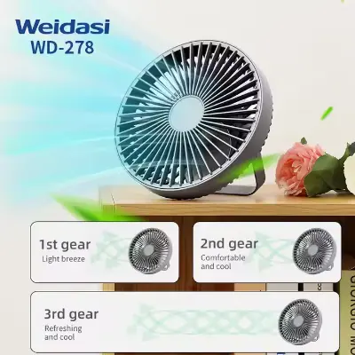 Picture of Weidasi WD-278 Portable 3 Speed Table Fan Powerful Air Cooler Stand Ceiling Camping Fan Desktop Fan - Grey