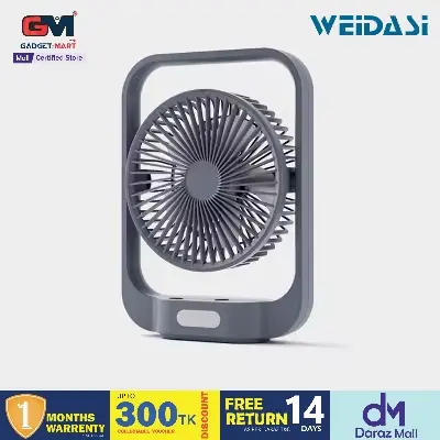 Picture of Weidasi New Small Fan Household Rechargeable C Interface Table Hanging Handheld Hung Ceiling 4 in 1 Multi-function Mini Fan - Grey