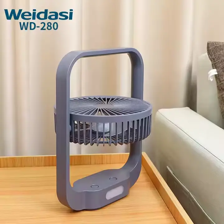 Picture of Weidasi New Small Fan Household Rechargeable C Interface Table Hanging Handheld Hung Ceiling 4 in 1 Multi-function Mini Fan - Grey