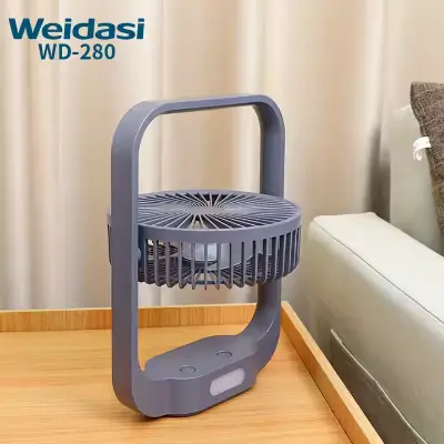 Picture of Weidasi New Small Fan Household Rechargeable C Interface Table Hanging Handheld Hung Ceiling 4 in 1 Multi-function Mini Fan - Grey